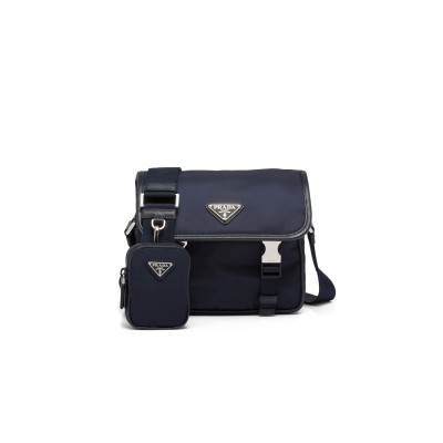 PRADA RE-NYLON AND SAFFIANO LEATHER SHOULDER BAG 2VD034 (22*16*8.5cm)